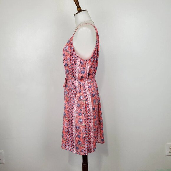 GAP Pink Blue Sleeveless Belted Halter Neck Summer Shift Dress With Pockets XS - Picture 5 of 12